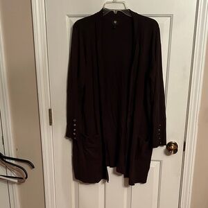 JM Collection Dark Brown Women's Cardigan